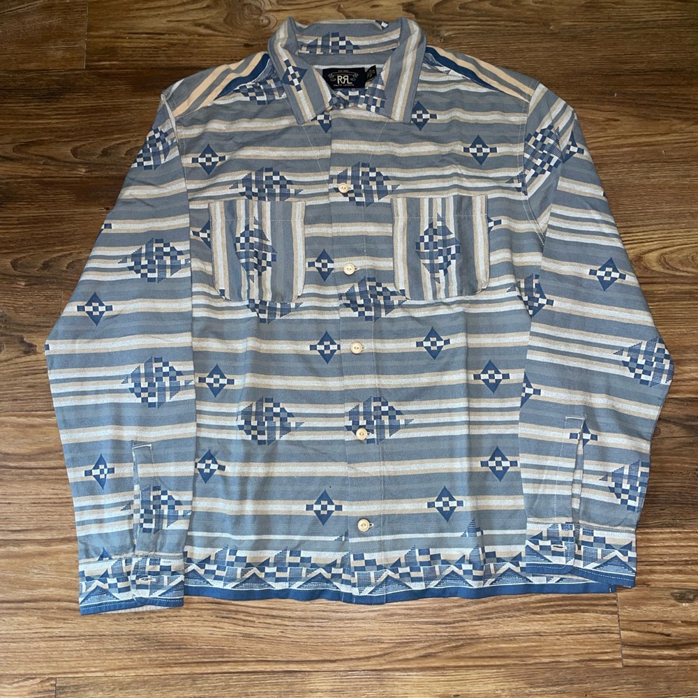 RRL Indigo Jacquard Knit Shirt - Picture 4 of 11